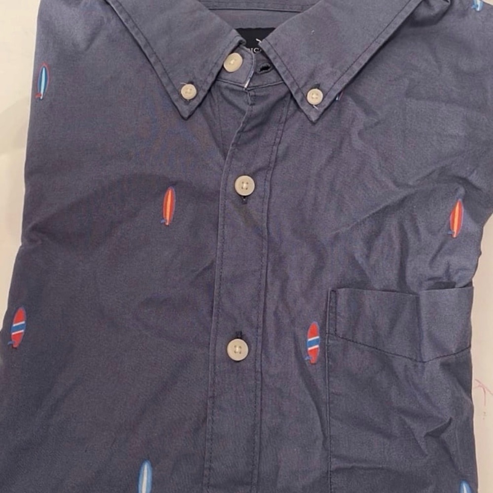 American Eagle Outfitters Navy Shirt with Surfboard Design